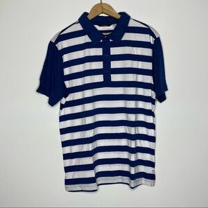 18 Greens Polo Blue White Stripe M